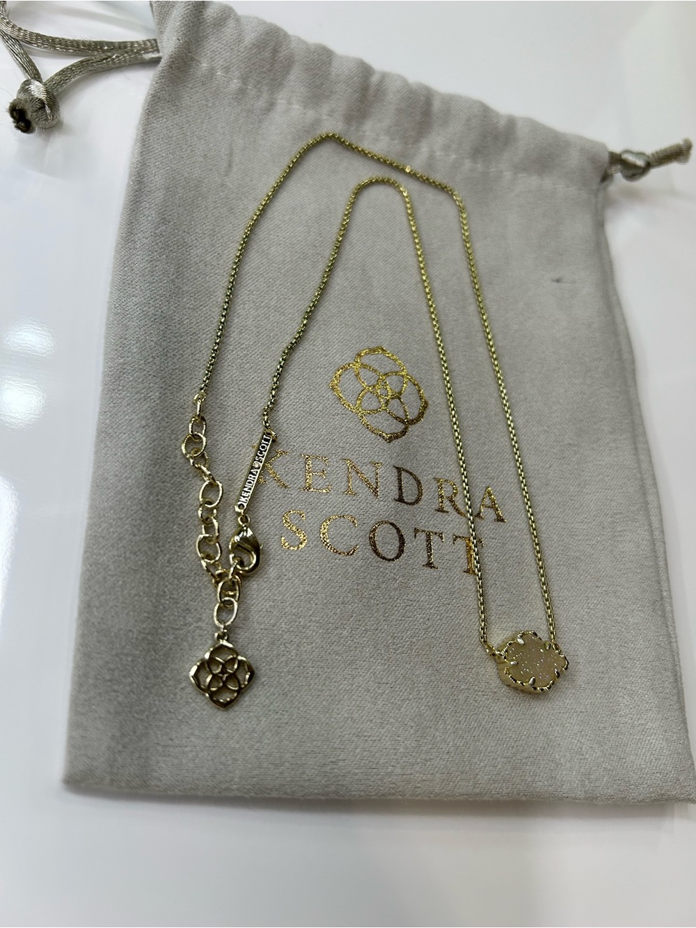 Kendra Scott Gold with white Pendant Necklace